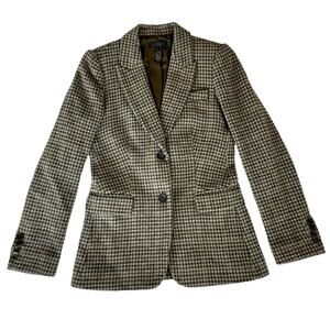 J. Crew Collection Irish Wool Houndstooth Moore Blazer Green Gray Tweed 2
